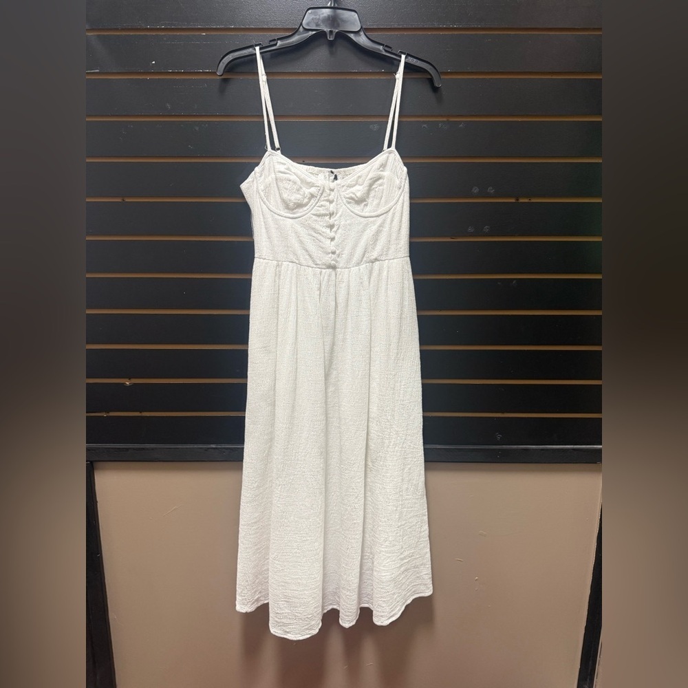 ASTR The Label White Linen Bustier Midi Dress Size Large NWT